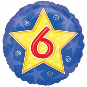 Blue Star Age 6 Birthday Balloon